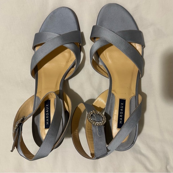 Margaux Blue Satin City Sandal with Crystal Buckle Size 42 - Picture 3 of 3